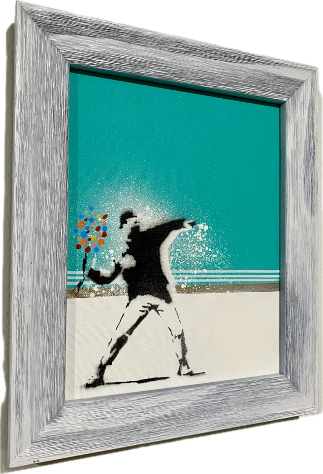 Pintura Banksy Graffiti Arte Pop Aqua Flor Lanzador Foto 4 de 4