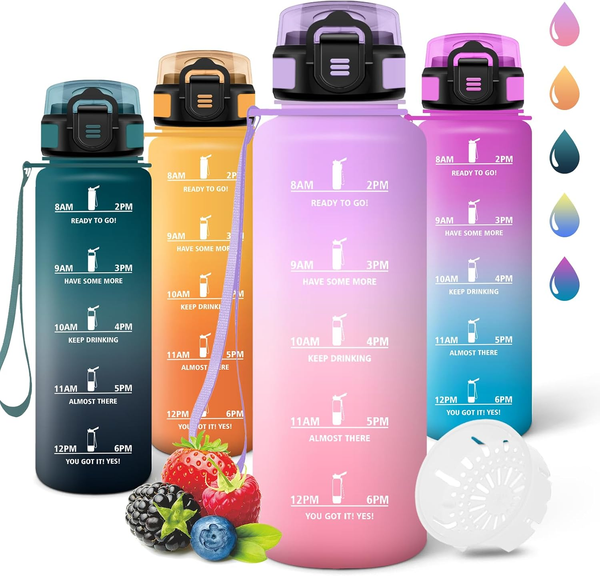 Trinkflasche, 1500ML Bpa-Frei, Wasserflasche, Auslaufsicheres Schlossdesign, Gym-image