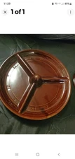 Antique Marcrest Daisy Dot Brown Stoneware Pedestal Relish Tray, USA made, Glaze