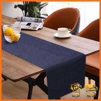 TischläUfer Abwaschbar Leinenoptik Wasserabweisend Navy Blau 40 X 140 Cm