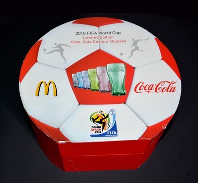 RARE Coca Cola Glass Set McDonalds LTD ED 2010 FIFA Soccer World