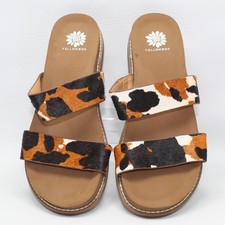 Yellow Box Keily Women 8.5 Animal Print Calf Hair Slide Sandals Brown Multi Flat