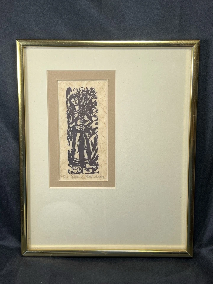 VTG RUTH ANAYA Serigraph Print CALLING Handmade Paper Hard SIGNED & Number 45/75 - Image 3 of 4
