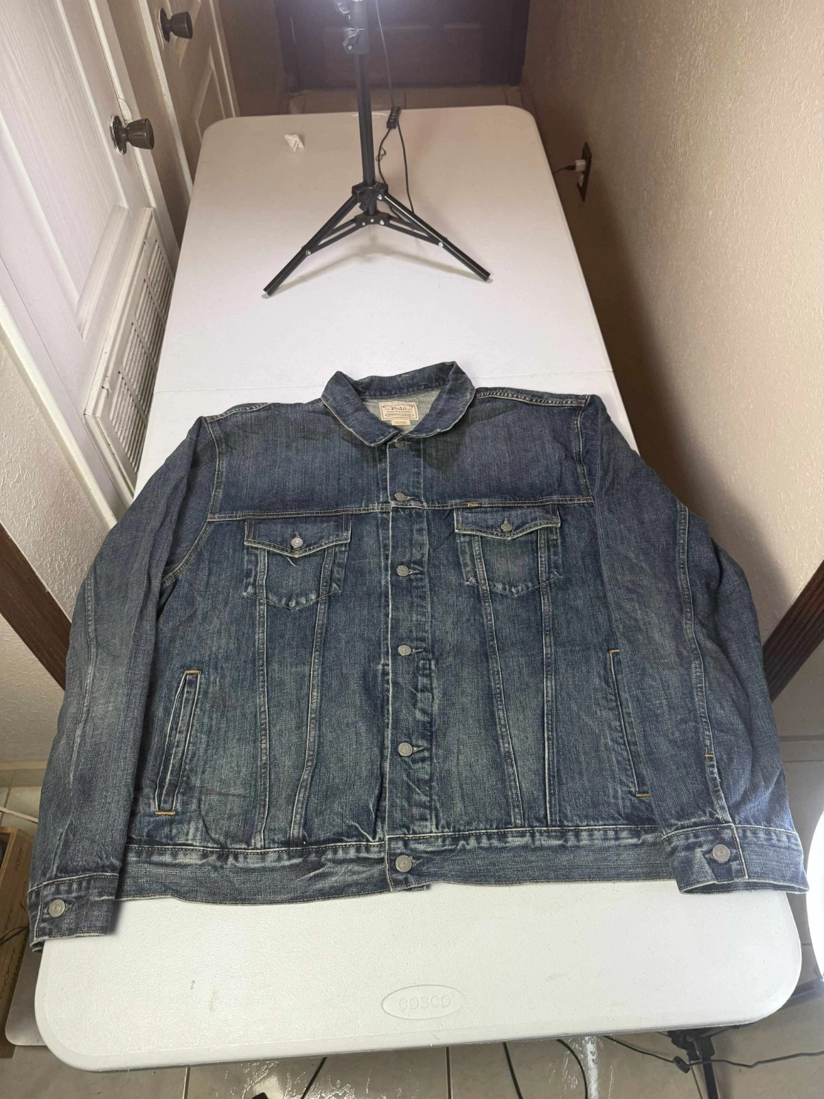 New Polo Ralph Lauren Blue Core Replen Long Sleeve Collared Trucker Jacket 3XLT