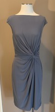 Lauren Ralph Lauren 12 L Gray Twist Waist Cap Sleeve Lined Lux Dress (flaw)