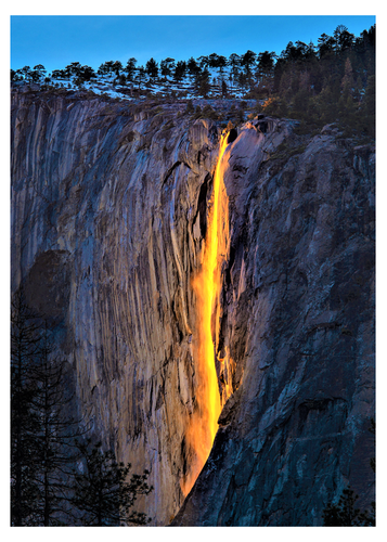 FIREFALL - HORSETAIL FALLS - YOSEMITE 5"X7" PHOTOGRAPH
