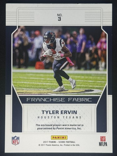 Tyler Ervin 2017 Panini Score Franchise Fabrics Worn Jersey Relic #3 | Texans - Bild 2 von 2