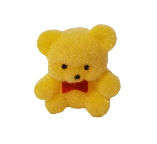 Lot of 12 Darice Craft Yellow Miniature 1" Flocked Teddy Bears with Red Bow Tie - Picture 2 of 2