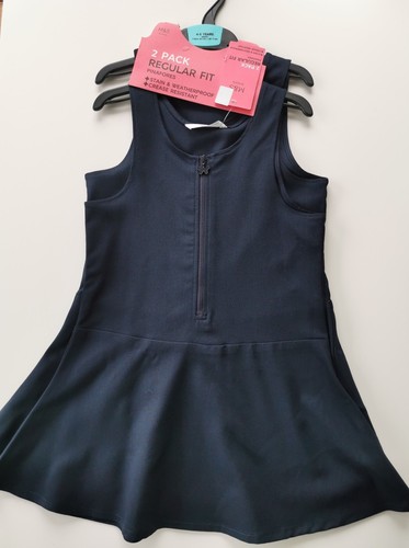 M&S 2pk Girls’ School Skater Pinafores, Navy, Butterfly Zip, Age 2-10 Years - Picture 2 of 5
