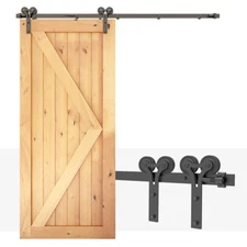 CCJH 5FT-20FT Sliding Barn Door Hardware Kit Track Closet Adjustable Floor Guide