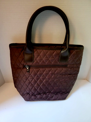 Brookstone Quilted Brown Tote Bag Never Used Approx. 9 1/2'' high x 12 w x 4 1/2''