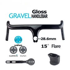 Gravel Bike Integrated Handlebar 15° 28.6mm with Adapters and Computer Mount
