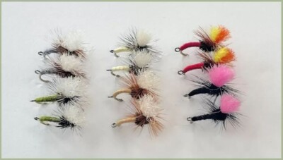 12 Klink 'n' Dink Fliegen, gemischte Farben & Größen, Klinkhammer Dinks, inkl. Hi Viz