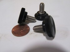 Plastic Black Stainless Thumb Screw 3/4" Head Dia x 1/4"-28 x 1/2" Length, 10Pc