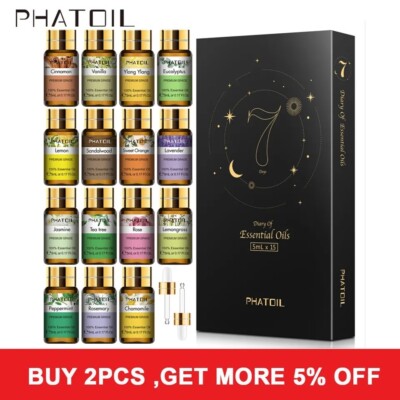 Essential Oils Lot Of 15 Pieces 5Ml Aromatherapy Against Stress Insomnia