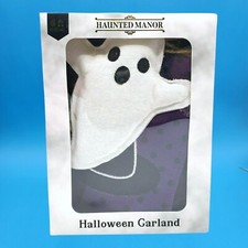 Haunted Manor Halloween Purple Witchs Hat White Ghost Garland Bunting Banner 6ft