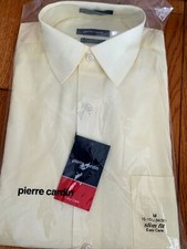 NEW Pierre Cardin Men's Yellow Dress Shirt Size M 15-15 1/2 Slim Fit Long Sleeve