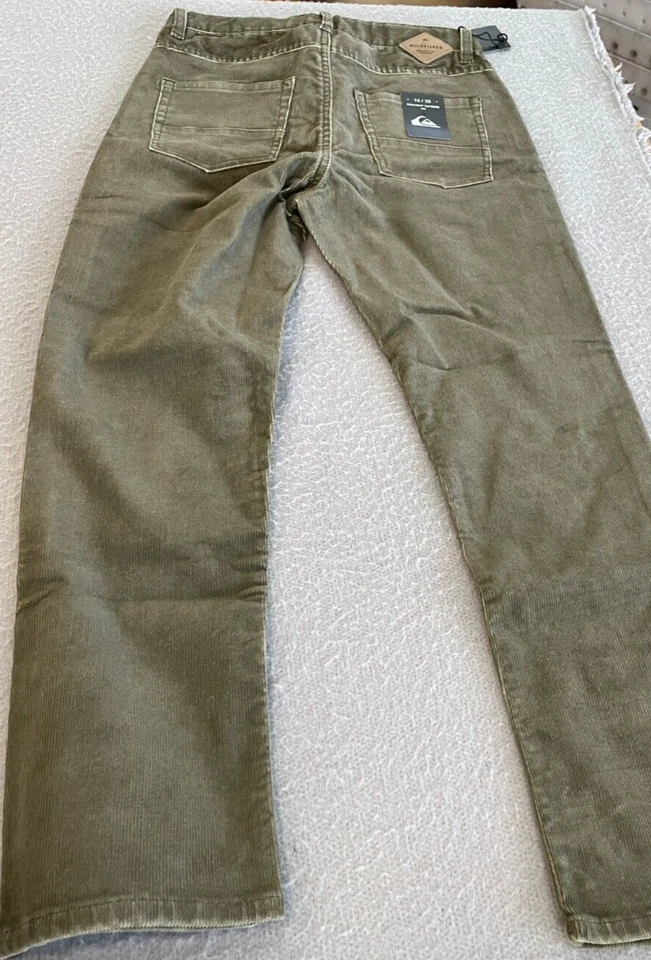 Pantalones de pana Quiksilver para jóvenes niños 25/10 verde Kracker calce cónico recto Foto 4 de 4