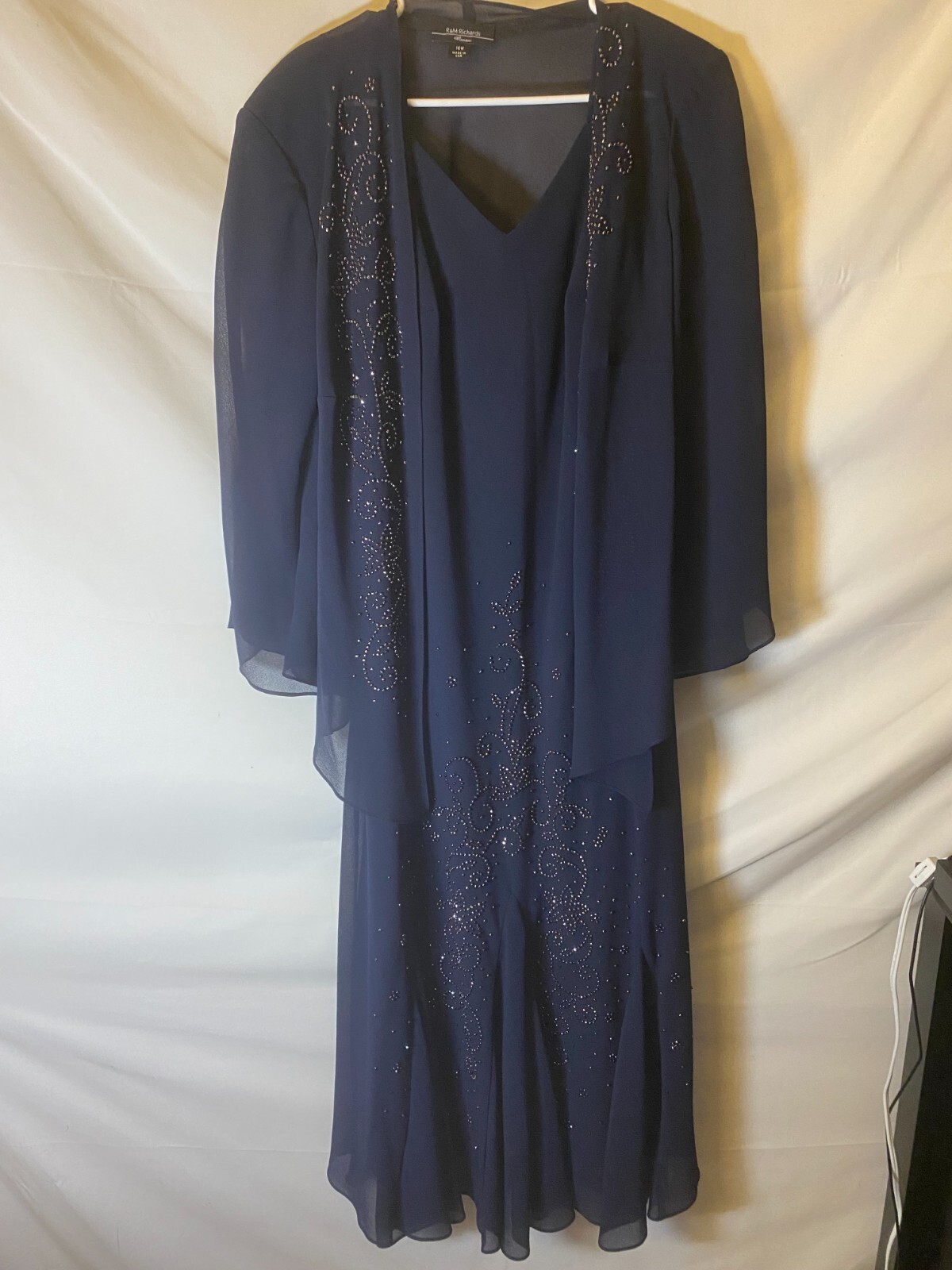 R & M Richards Mother of the Bride Navy Blue Dress Jacket Womens Size