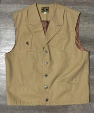 Wyoming Traders Vest Men's Size Small S Lined Tan Cotton Canvas Western Wild