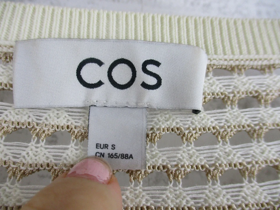 Cos женщин Топ блузка свитер S 10 бежевый Net стиль чистый длинным рукавом - Изображение 3 из 4