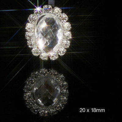 10 x OVALER KRISTALL STRASS VERZIERUNG MIT KRISTALLOPTIK ACRYL MITTE