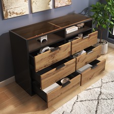 Cassettiera credenza guardaroba con 6 cassetti e 2 scomparti cassettiera