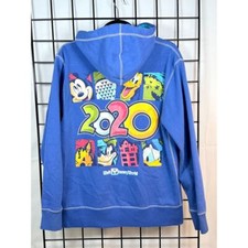 Walt Disney World Parks Hoodie Jacket Full Zip Womens L Blue 2020 Characters Ltd