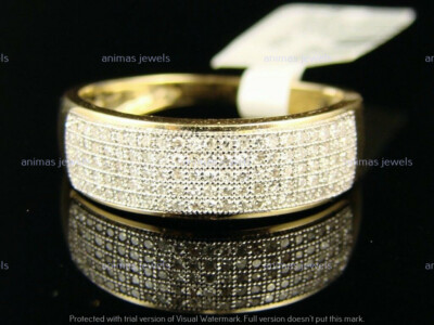 1/2 Ct Moissanite Men's Pave Half Eternity Band Pinky Ring14K Yellow Gold Plated