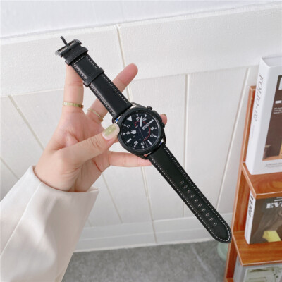 22mm Echt Leder Armband für Samsung Galaxy Watch 3 45mm 46 Gear S3 Uhrenarmband
