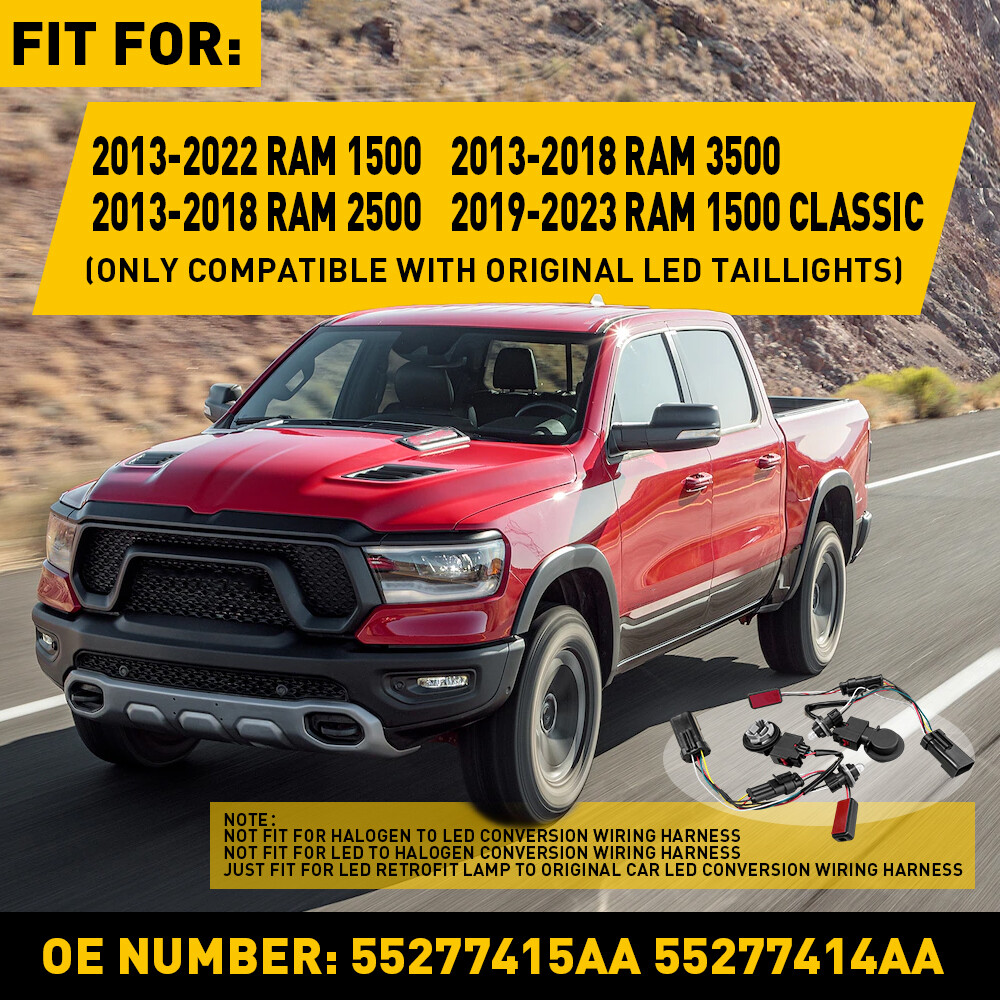 Rear Tail Light Wiring Harness for RAM 1500 2013-2022 2500 3500 OE 55277415AA