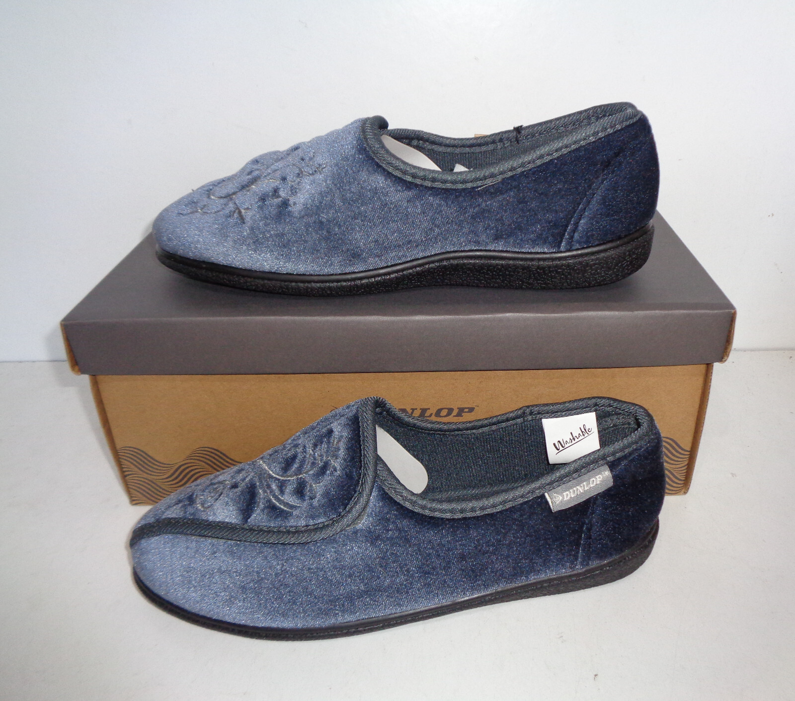 SAOLA Pantofole da donna Dunlop nuove lavabili comfort schiuma suola esterna Regno Unito taglia 4