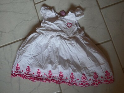 Sommer-Kleid Kurzarm weiß mit gestickten Blumen Gr. 74 Dopo Dopo