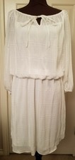 Chaps Large white, long sleeved dress above the knee