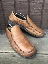 Deer Stags Sock Mens Size 9M Brown Leather Moc Toe Casual Loafers Slip Ons-502