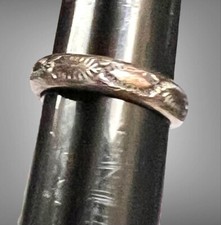 VTG NATIVE AMERICAN STERLING SILVER HEAVY STAMPING RING BAND WEDDING Sz 5 NICE