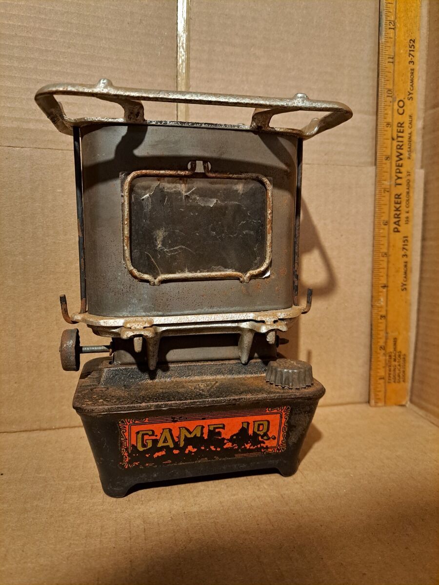 Vintage GAME JR Sad Iron Heater nickel trim Kerosene