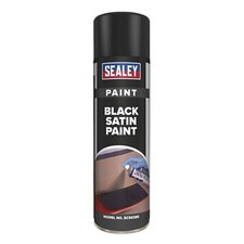 Sealey 500ml Black Satin Aerosol Spray Paint Metal Wood Plastic - Pack Of 1