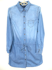 GAP Women  Lightweight Cotton Denim Jean Blouse Dress 2-Way Sleeve Light Blue M