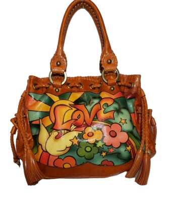 LIMITED ED. ISABELLA FIORE RAINBOW LOVE DOVE FLORAL TATTOO SHOULDER HANDBAG $795
