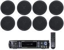 Rockville RPA60BT Home Theater Receiver Amp 8 5.25" Black Ceiling Speakers