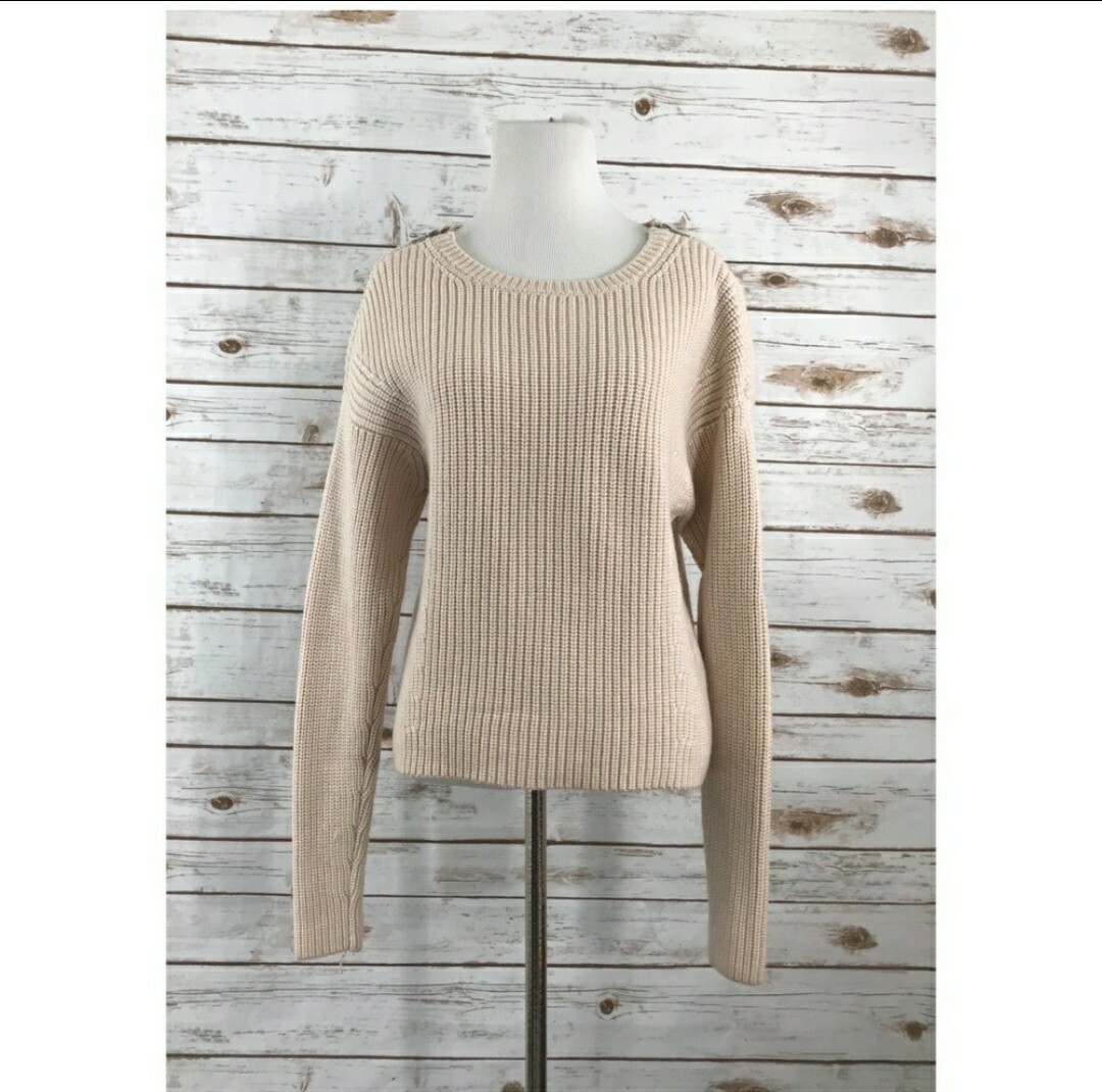 Athe' by Vanessa Bruno Cream Knit Sweater, Sz M Z… - image 1