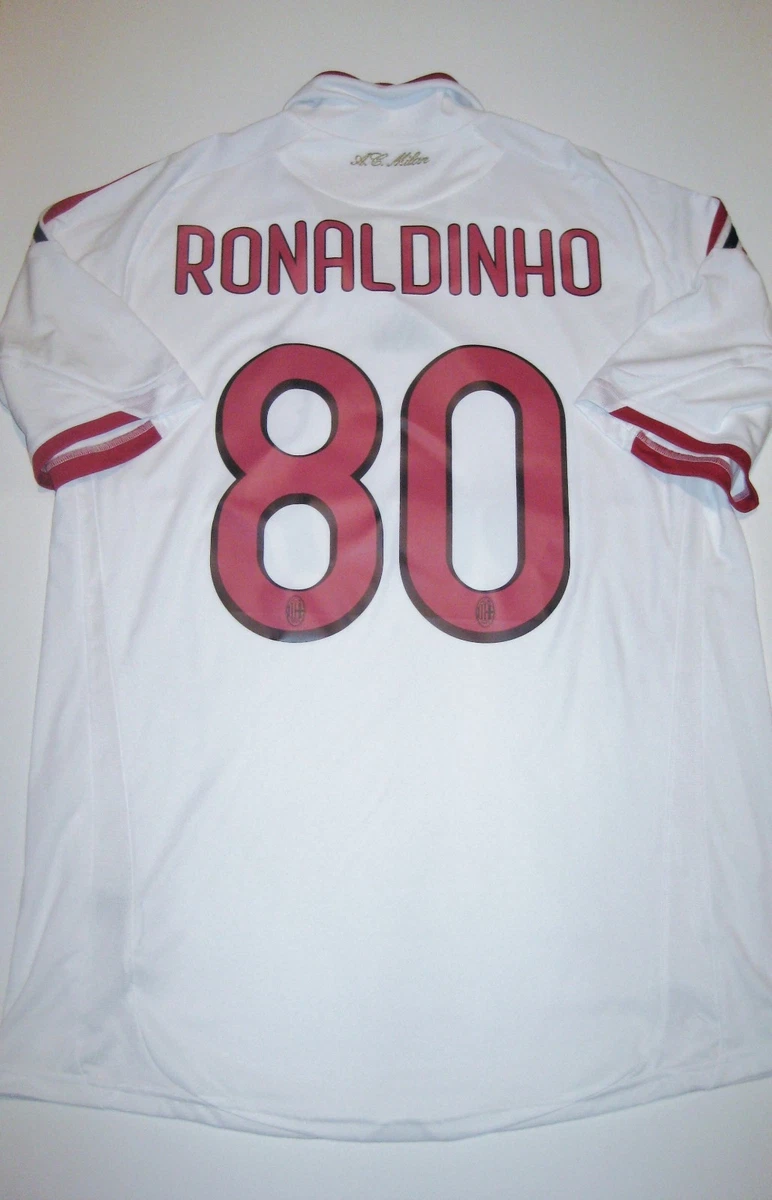 Ronaldinho: White Ac Milan No.80 Jersey, Long Sleeved