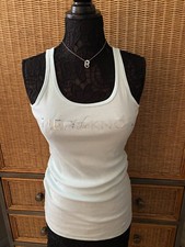 VICTORIA'S SECRET BRIDE BLUE TANK TOP WOMENS SZ L RHINESTONE "TIED THE KNOT"