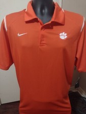 New Nike Polo Shirt Mens Large L Orange Clemson Tigers Short Sleeve Dri-Fit NWT