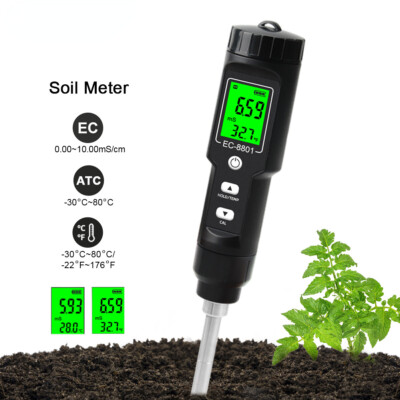 Soil Tester 0.00-10.00 MS/cm Hand Digital Garden Meter Soil Tester Tools EC/TEMP