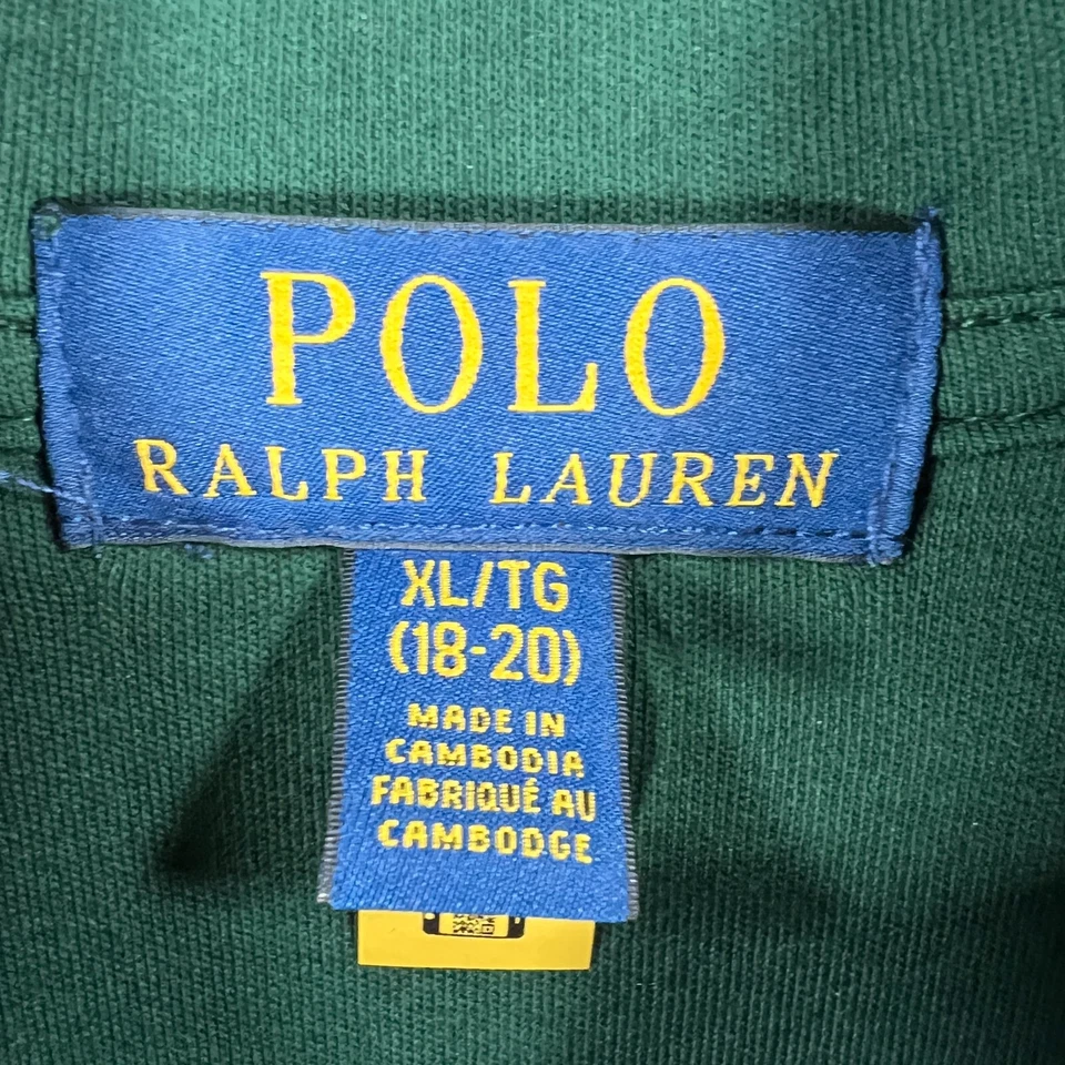 Polo Ralph Lauren Pullover Sudadera Juvenil XL Extra Grande Verde 1/4 Cremallera Carne Foto 4 de 4