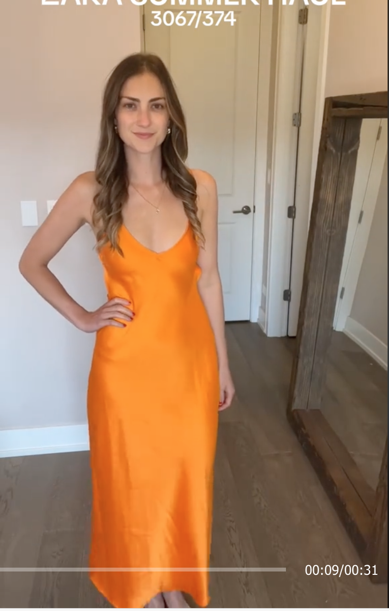 ZARA NEW SATIN MIDI SLIP DRESS REF. Orange | 3067/374 | eBay