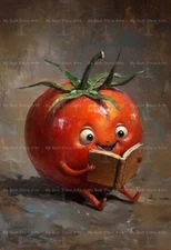 FUNNY TOMATO ART PRINT, Vegetable Fruit Kitchen Decor, Plant Dinning Poster F402