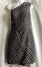 Bari Jay Party Club Dress Size 8 Gray Pleats One Shoulder Fully Lined.